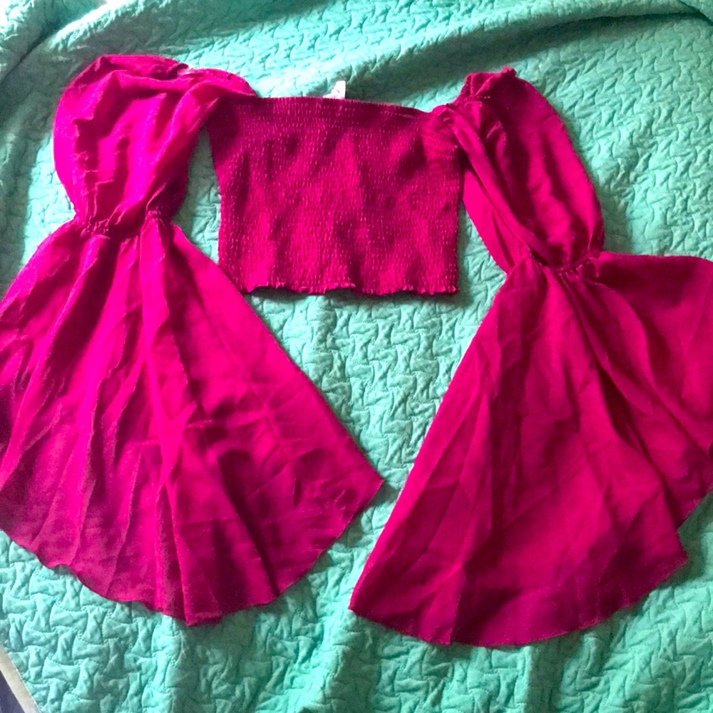 Pink woven crop top